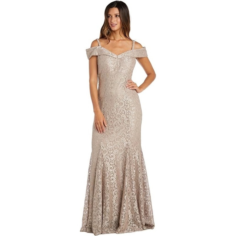 R&M Richards Womens Lace Maxi Evening Dress Gown Size 8 Mother of the Bride Gala - Picture 1 of 12